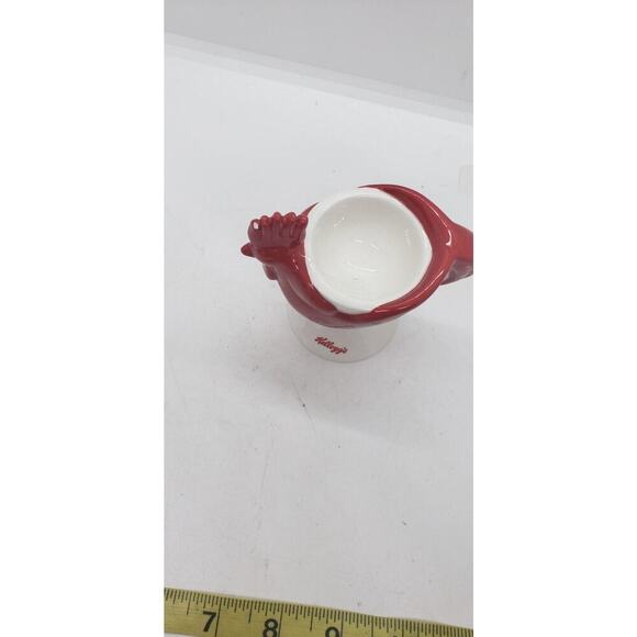 Kellogg's Cereal Premium Chicken Rooster Egg Cup White Milk Glass & Red Rare - Picture 2 of 11